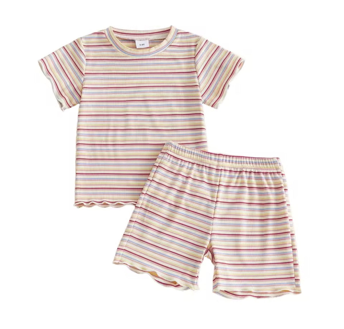 Pastel Striped Ribbed Set