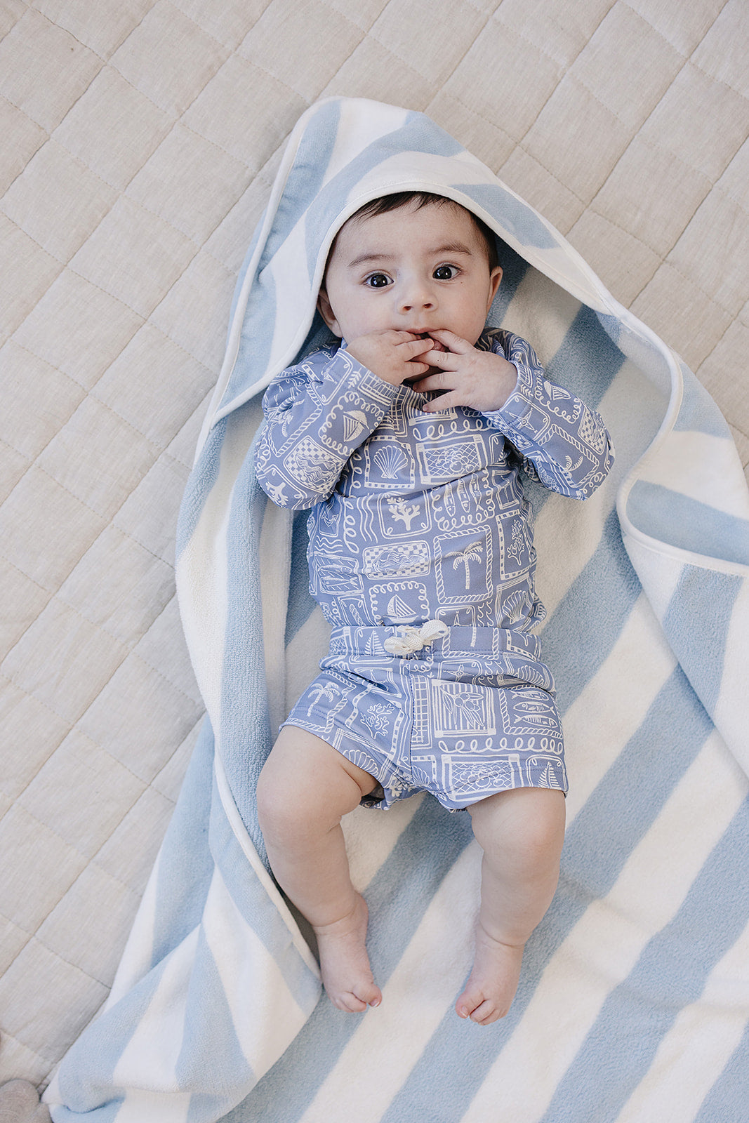 Blue Beach Long Sleeve Swim Set