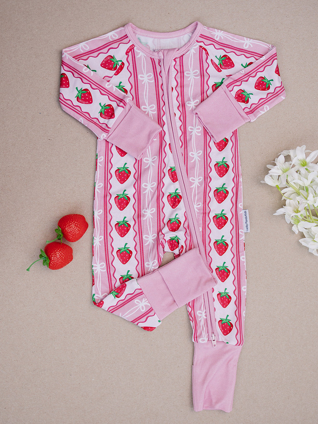 Bamboo Zip Romper | Strawberry