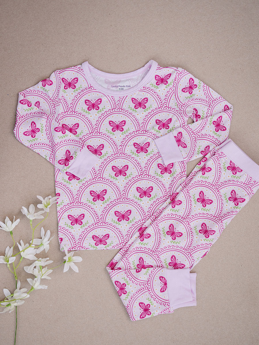 Bamboo Two Piece Set | Pink Butterfly