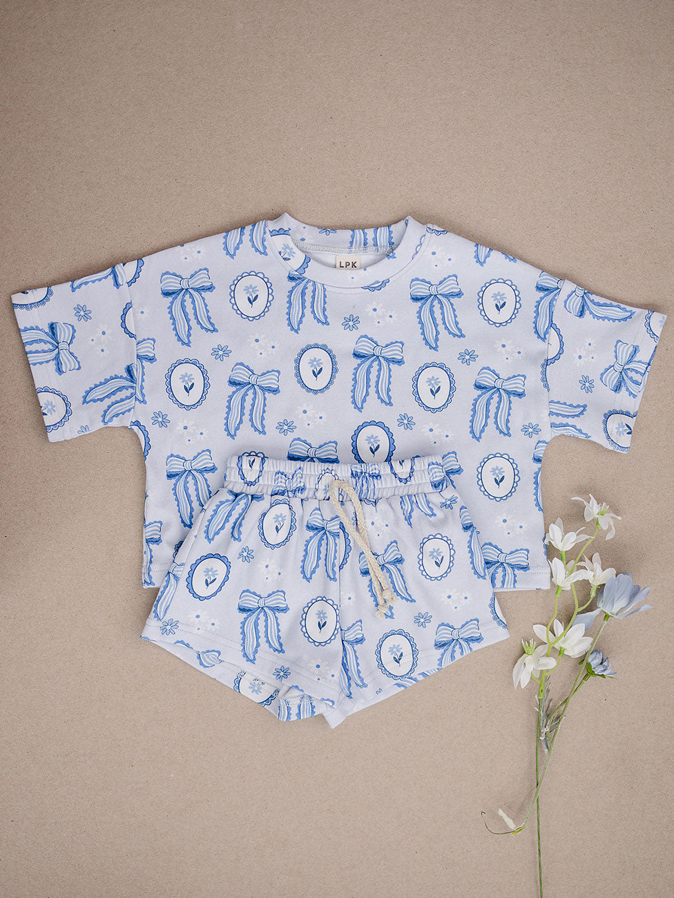 Shorts Set | Blue Bow